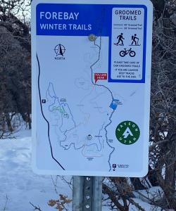 Forebay winter trail sign